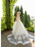 Beaded Ivory Lace Tulle Flower Girl Dress With Removable Train